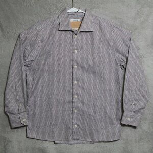 Eton Signature Twill Shirt‎ Mens Large Gray Contemporary Fit Long Sleeve FLAWS